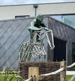 Front view of Jacob Chandler's The Final Furlong Sculpture in steel & bronze | T3DMC